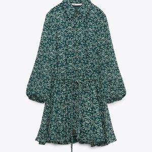 ZARA Short Green Floral Dress / Casual / Cocktail / Size S (26)